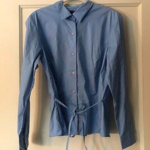 NWOT Ann Taylor Blue Collar Blouse Tie Front (10)